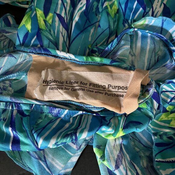 Maxine Of Hollywood Blue Green Tropical Floral Front Skirted Swimsuit 18 READ - Picture 11 of 11